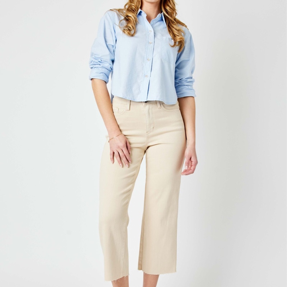 🆕 Judy Blue HIGH WAIST GARMENT DYED TUMMY CONTROL CROP WIDE LEG